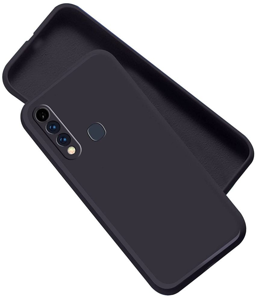     			Doyen Creations - Black Silicon Plain Cases Compatible For Vivo Y15 ( Pack of 1 )