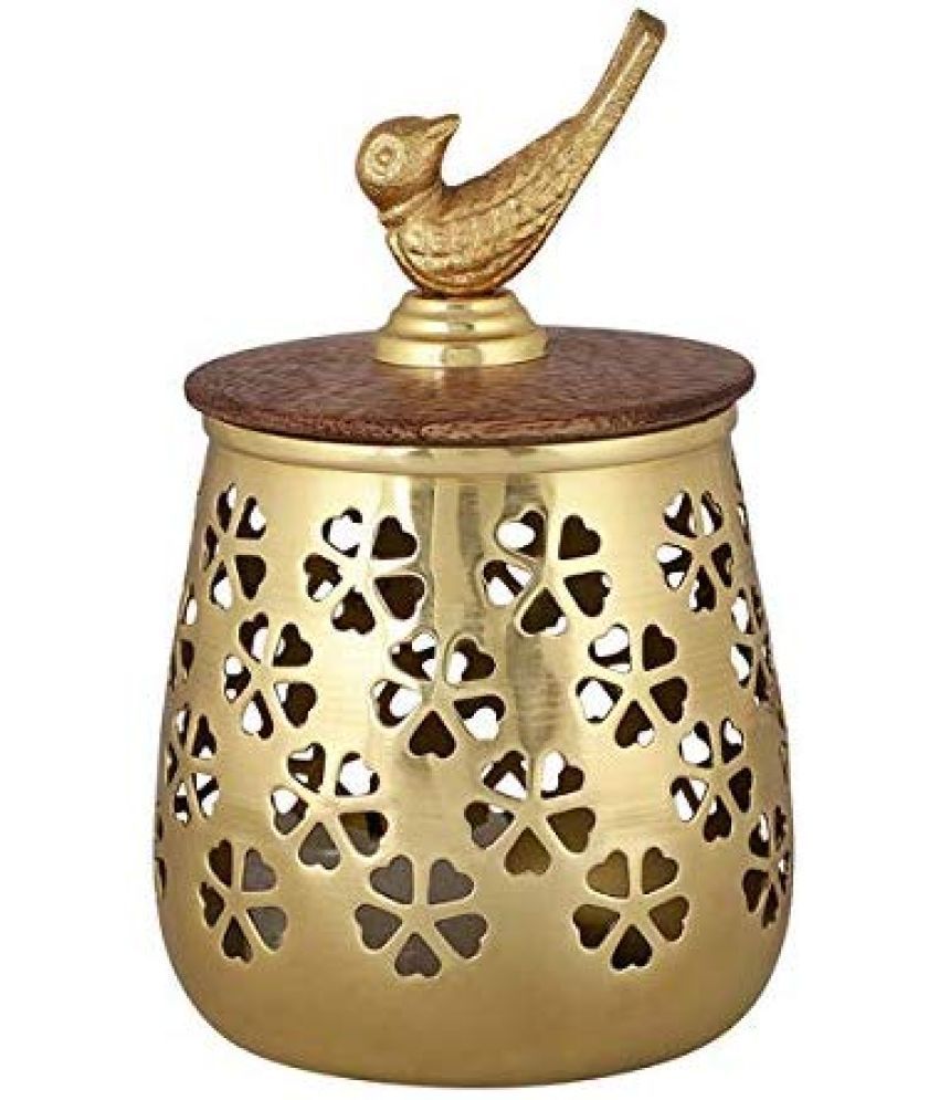     			HOMETALES Table Top Iron Tea Light Holder with Lid