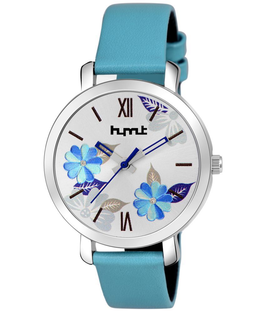 HYMT - Light Blue Leather Analog Womens Watch