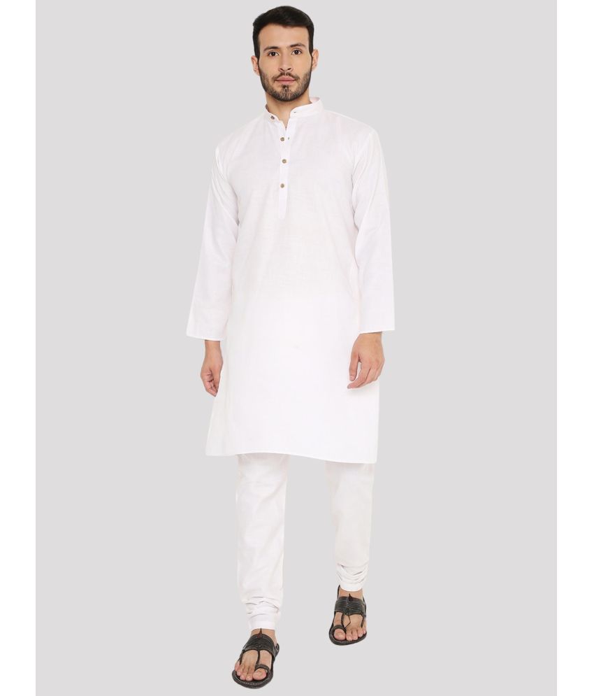     			Maharaja - White Cotton Regular Fit Men's Kurta Pyjama Set ( Pack of 1 )