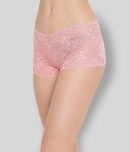 Clovia - Pink Lace Self Design Women's Briefs ( Pack of 1 )