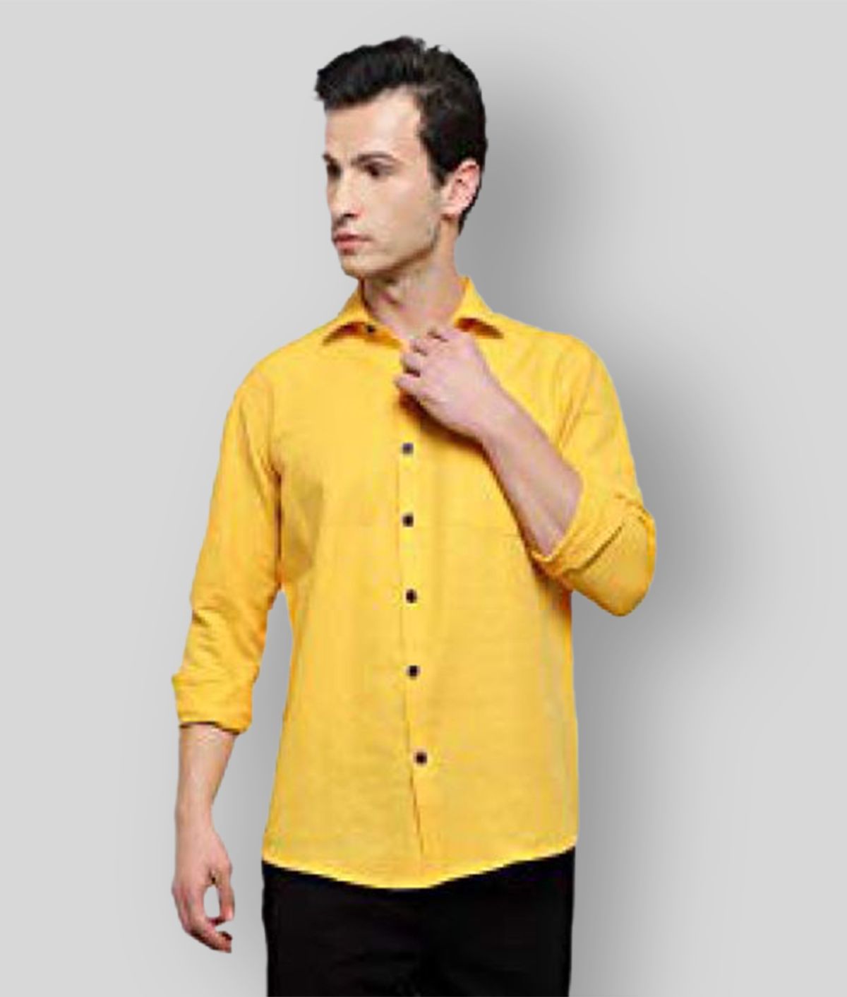     			Latest Chikan - Cotton Blend Regular Fit Yellow Men's Casual Shirt ( Pack of 1 )