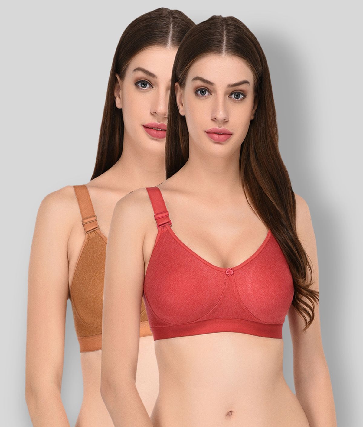     			Viral Girl Pack of 2 Cotton Non Padded Women's T-Shirt Bra ( Multi Color )