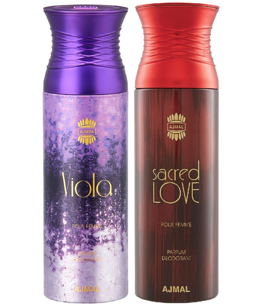     			Ajmal Viola & Sacred Love Deodorant Body Spray 200Ml Each Gift For Men & Women Pack of 2