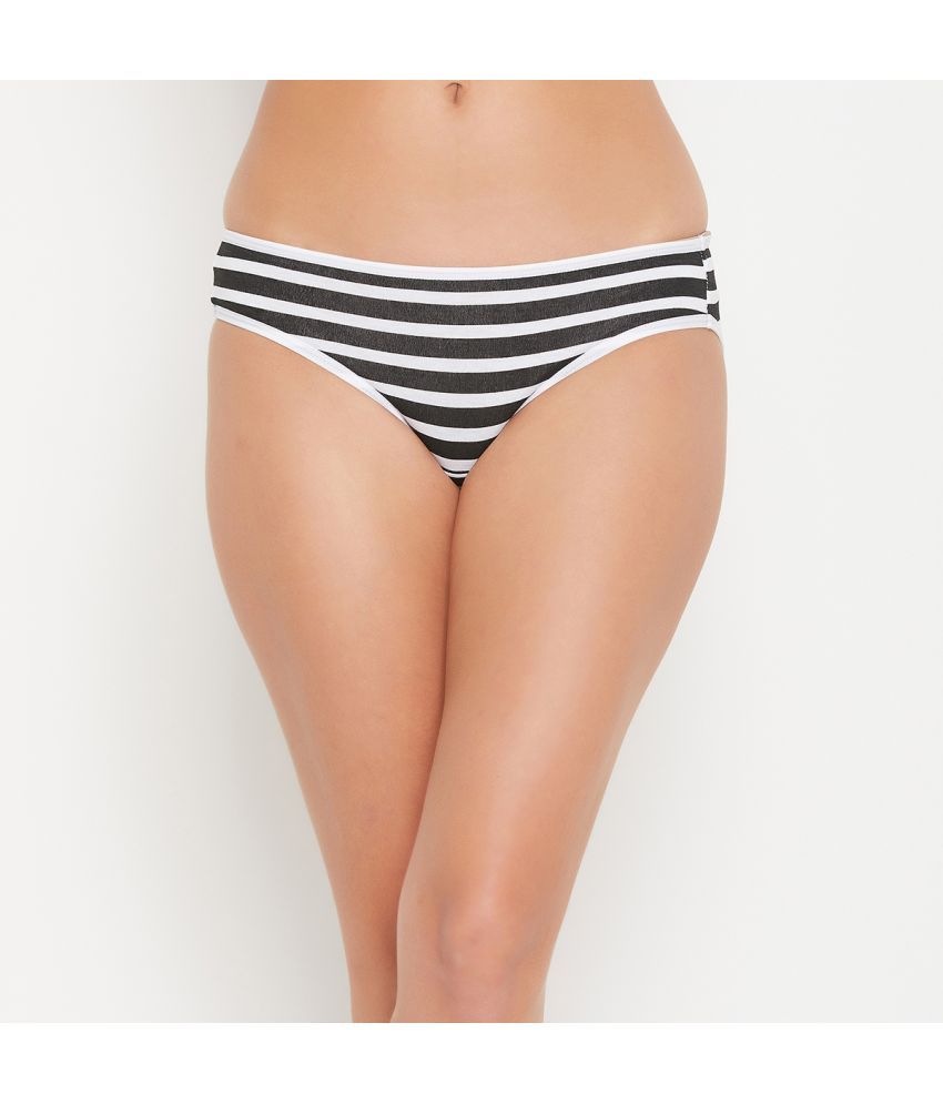     			Clovia Cotton Striped Women's Bikini ( Black )