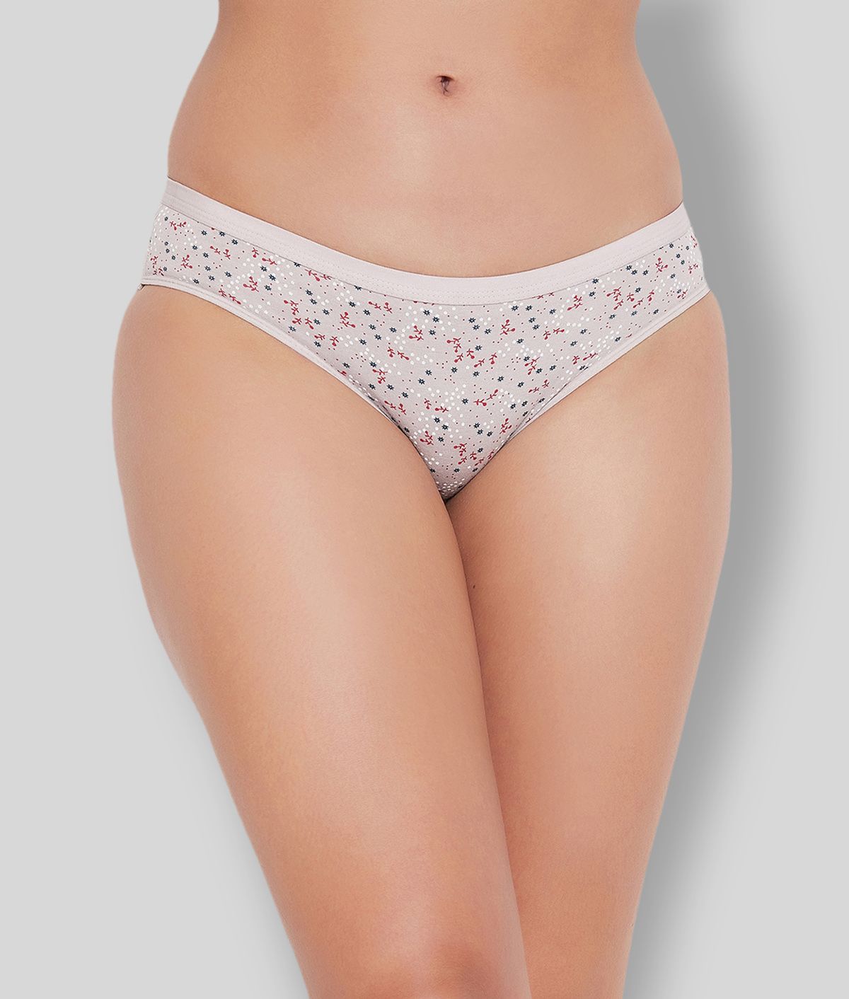     			Clovia - Light Grey Cotton Printed Women's Briefs ( Pack of 1 )