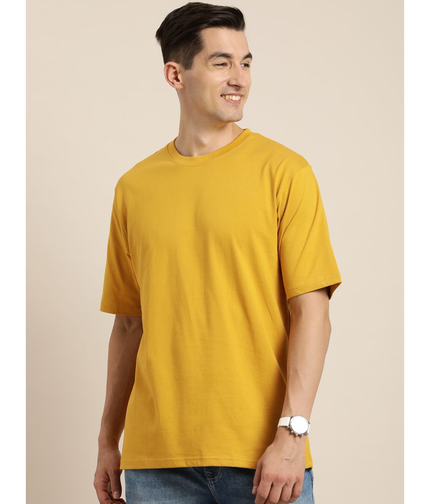     			Difference of Opinion - Mustard Cotton Oversized Fit Men's T-Shirt ( Pack of 1 )