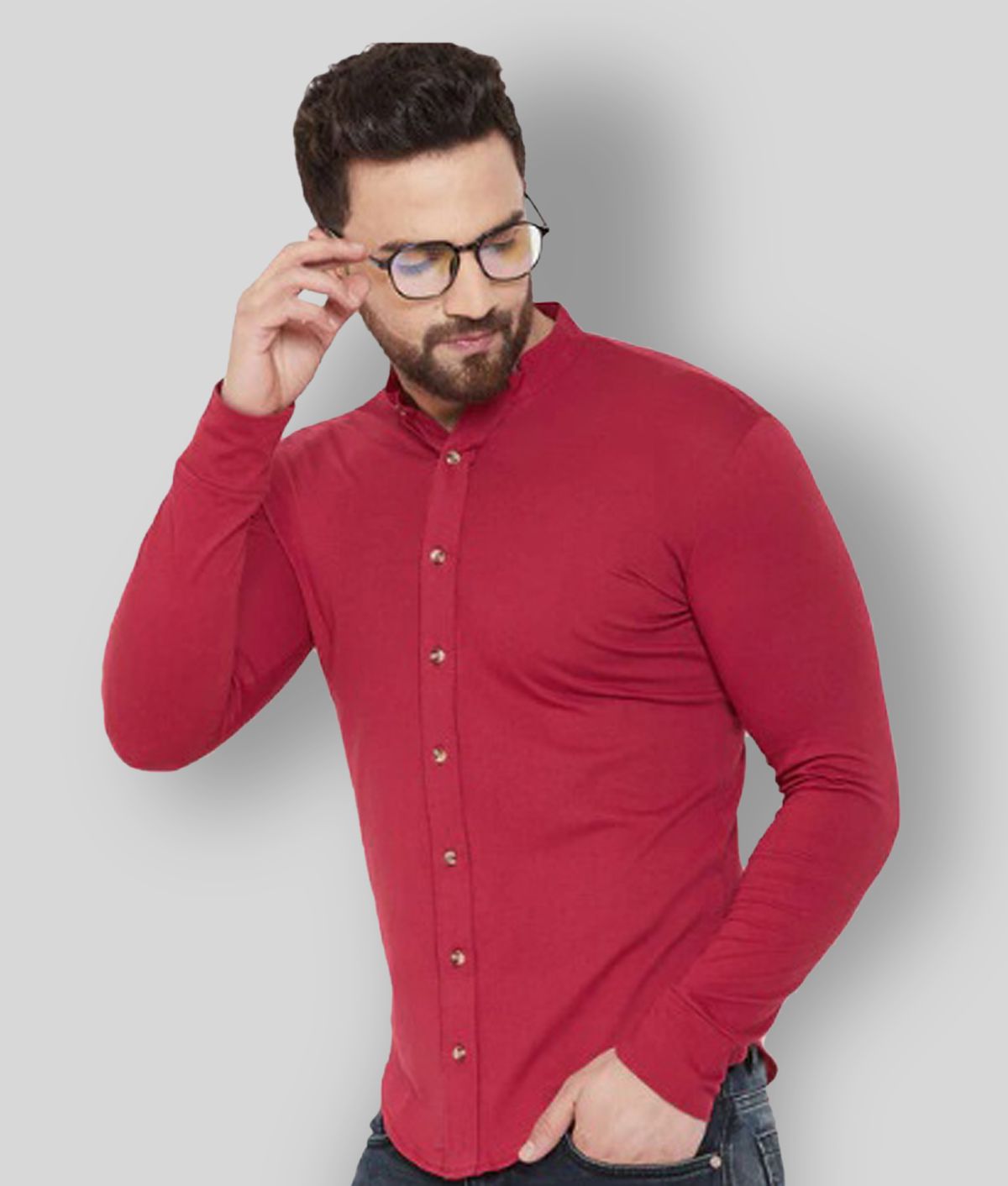 GESPO - Red Cotton Blend Regular Fit Men's Casual Shirt (Pack of 1)