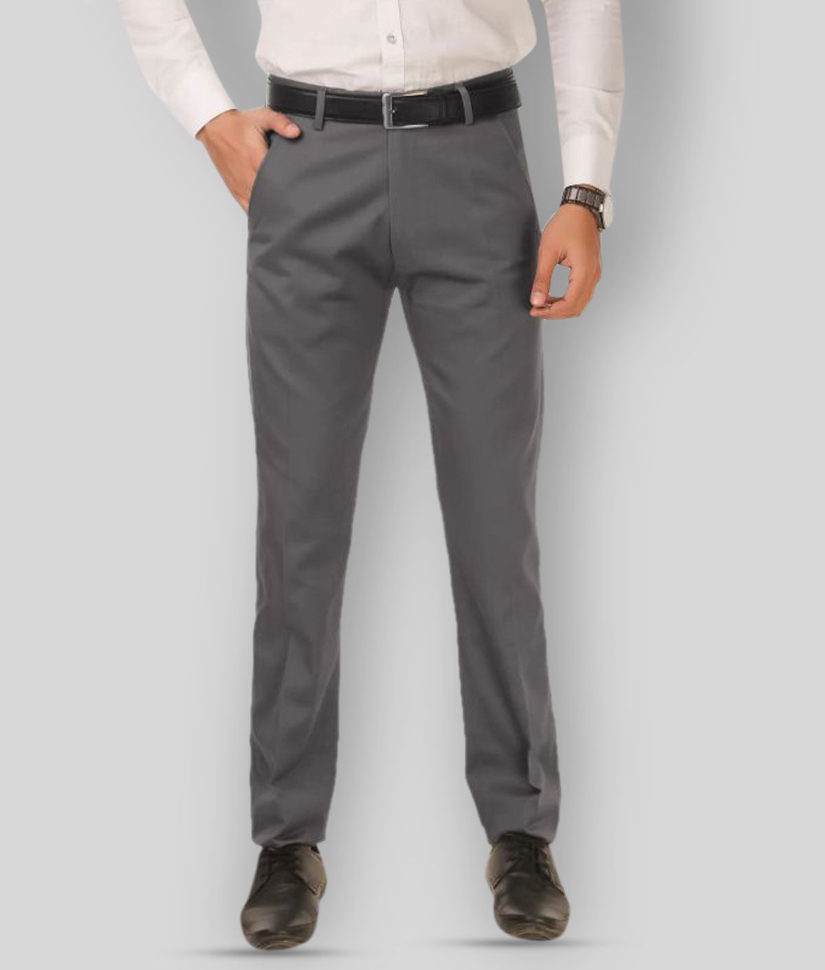     			Haul Chic - Dark Grey Polycotton Slim - Fit Men's Formal Pants ( Pack of 1 )