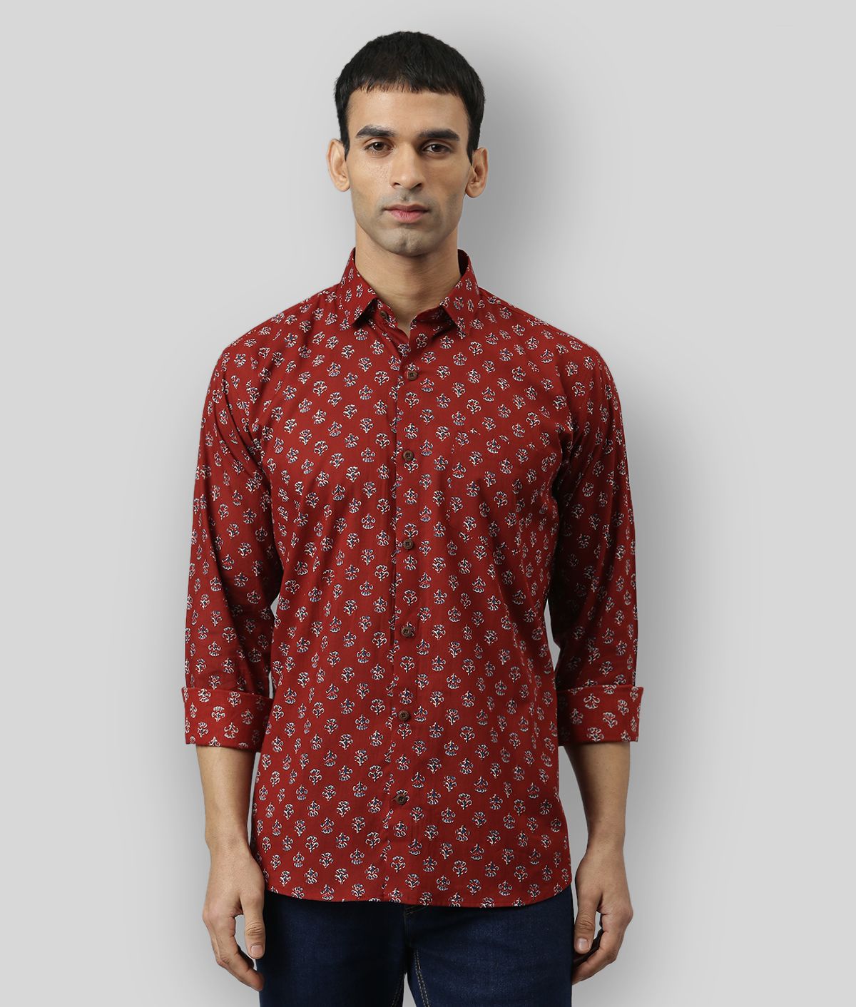     			Millennial Men - Maroon Cotton Regular Fit Men's Casual Shirt (Pack of 1 )