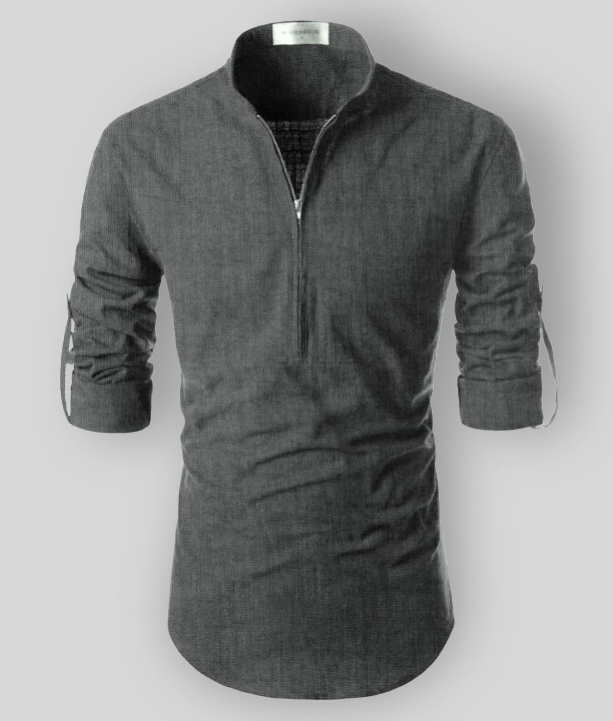     			Vida Loca - Grey Cotton Men's Shirt Style Kurta ( Pack of 1 )