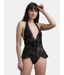 N-Gal - Black Nylon Women's Nightwear Teddies ( Pack of 1 )