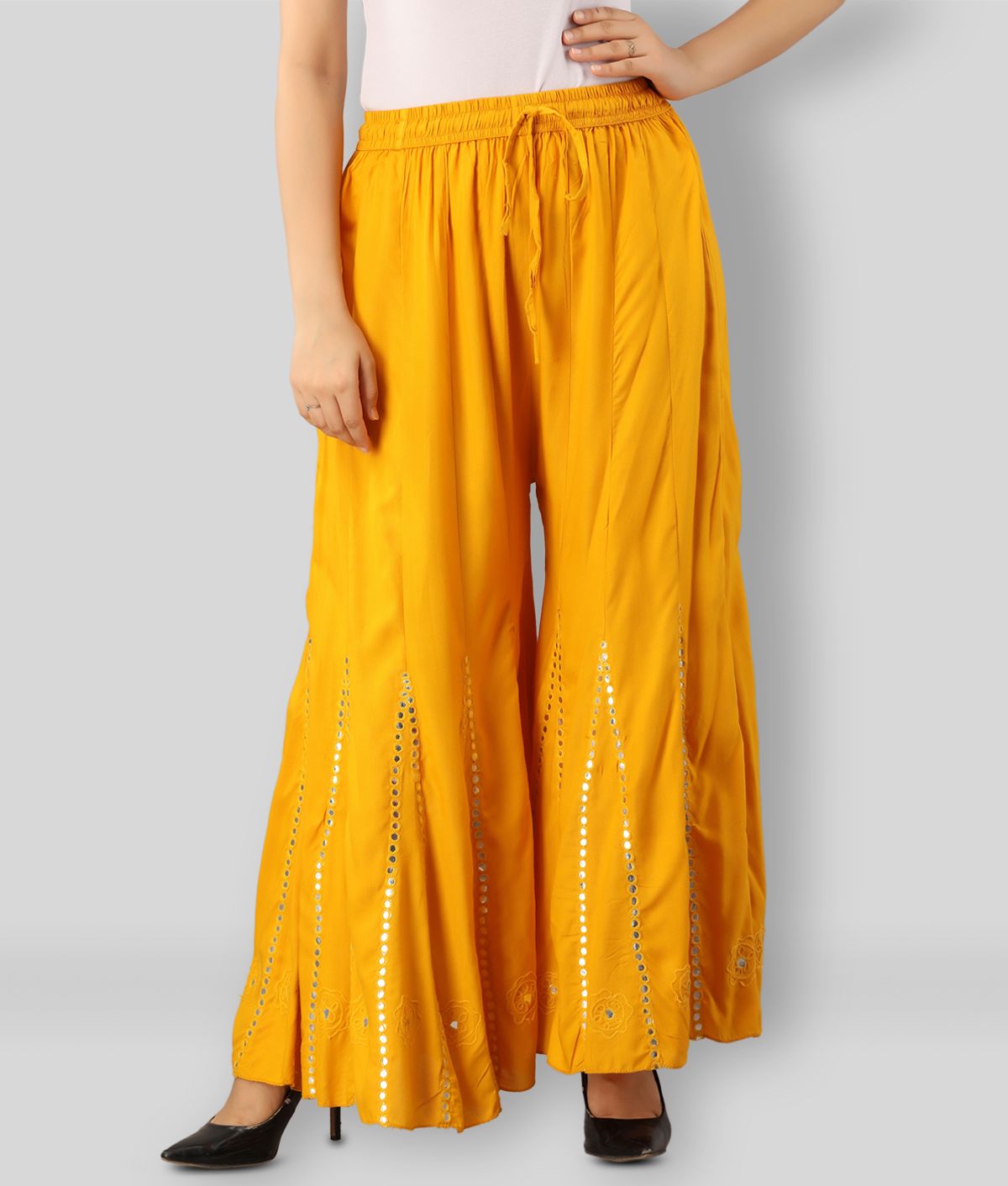     			FABRR - Yellow Rayon Flared Women's Palazzos ( Pack of 1 )