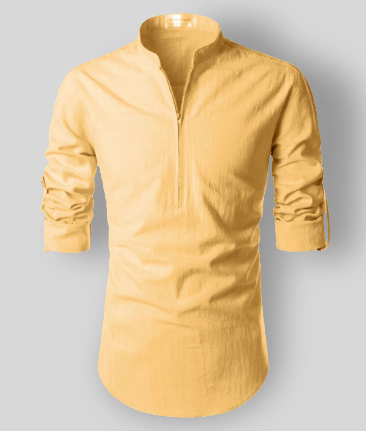     			Vida Loca - Yellow Cotton Men's Shirt Style Kurta ( Pack of 1 )