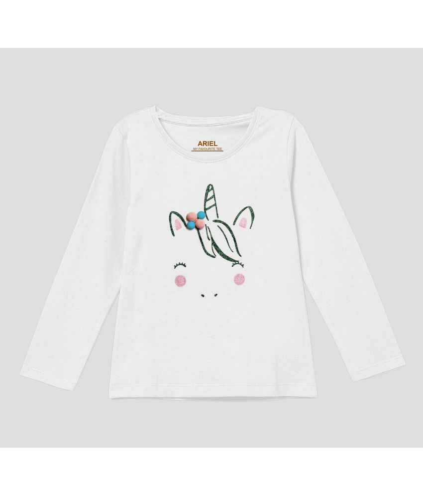     			Ariel - White Cotton Girls T-Shirt ( Pack of 1 )