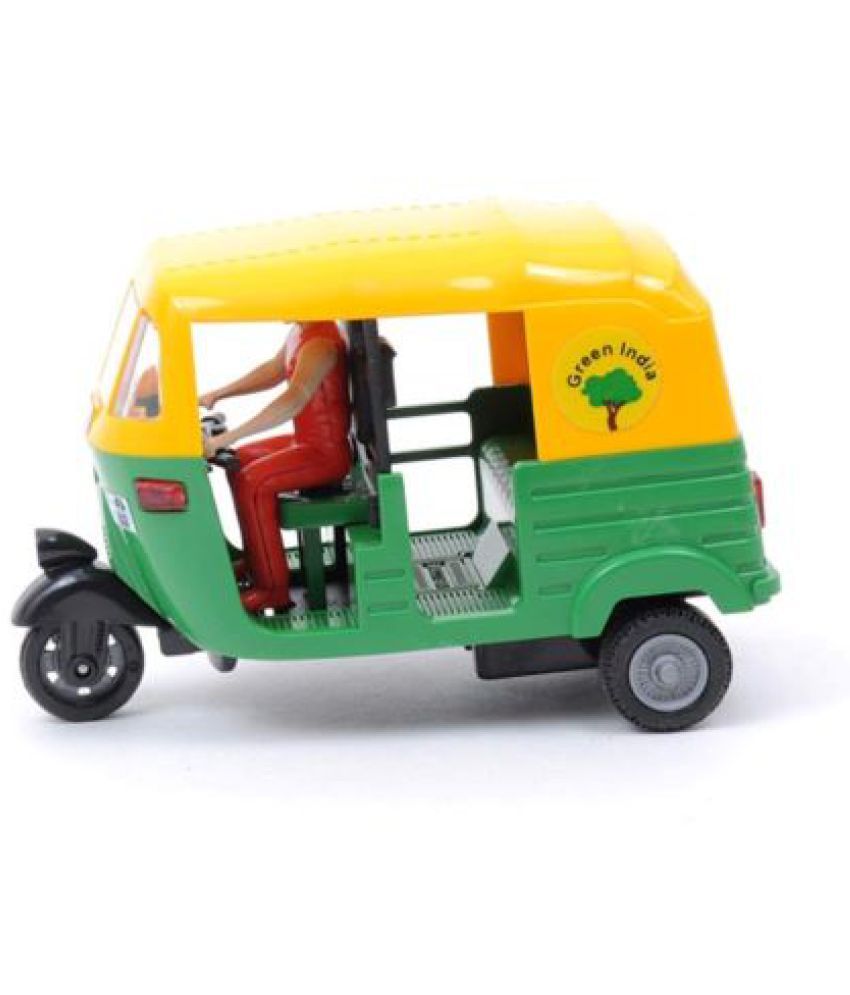 Tzoo CNG Auto Rickshaw with Pull Back Action + Mini Scooter, Colorful