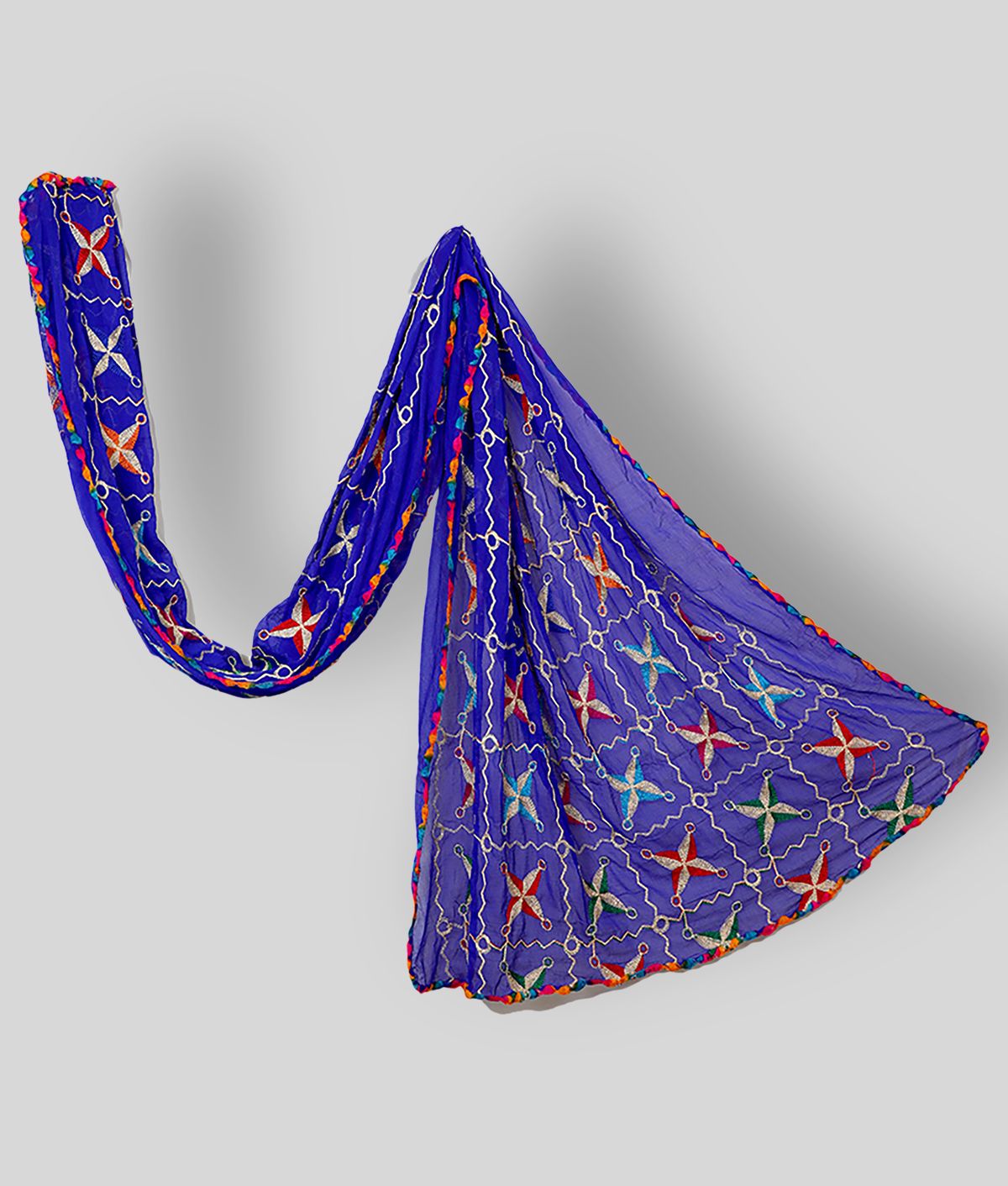     			Apratim Blue Chiffon Phulkari Dupatta