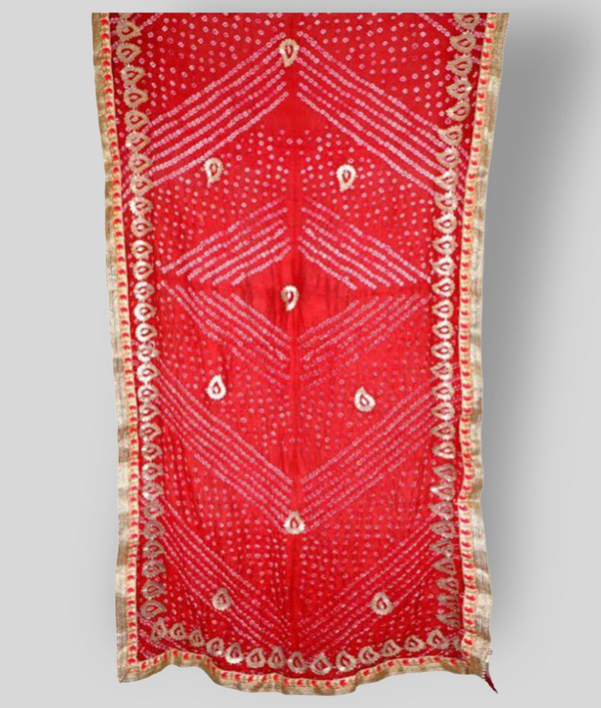     			Apratim Red Art Silk Bandhej Dupatta