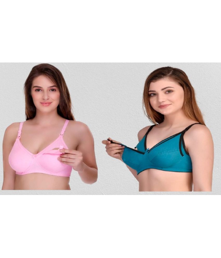     			Desiprime - Multicolor Cotton Solid Women's Maternity Bra ( Pack of 2 )