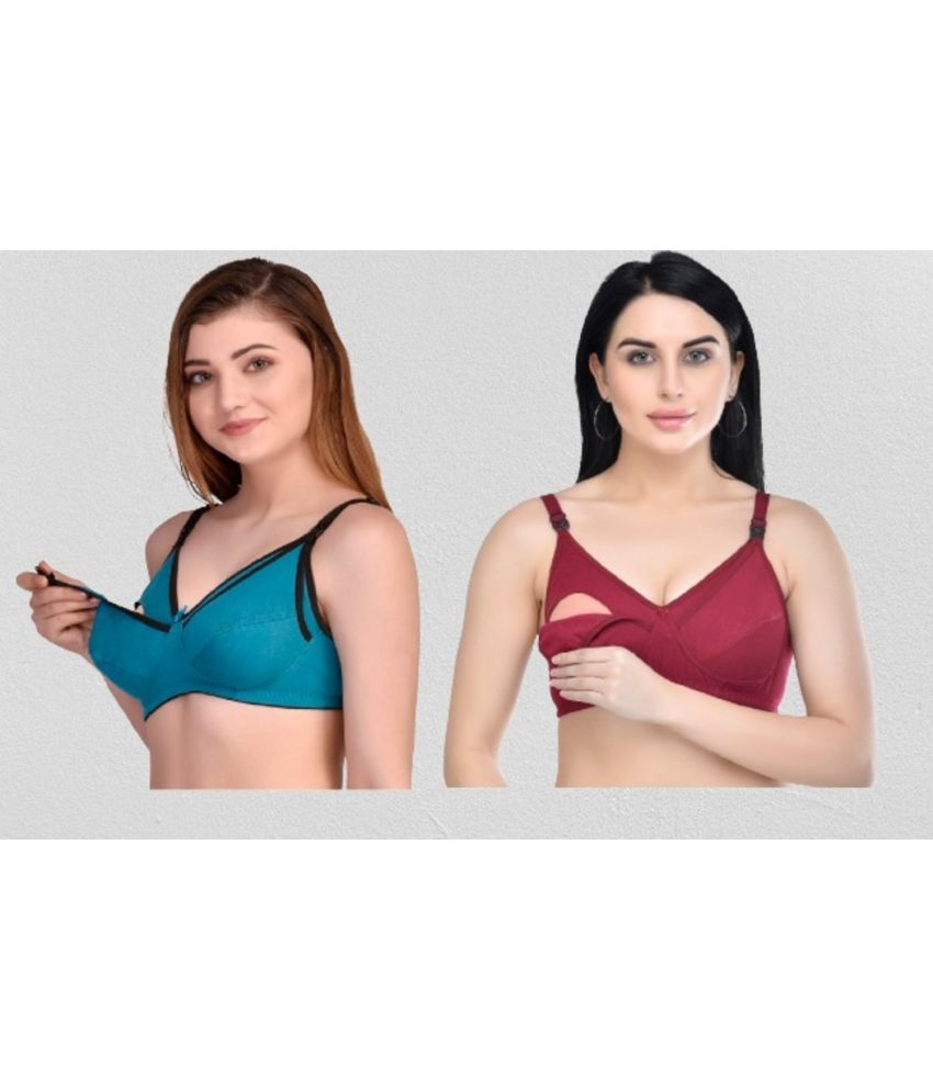     			Desiprime - Multicolor Cotton Solid Women's Maternity Bra ( Pack of 2 )