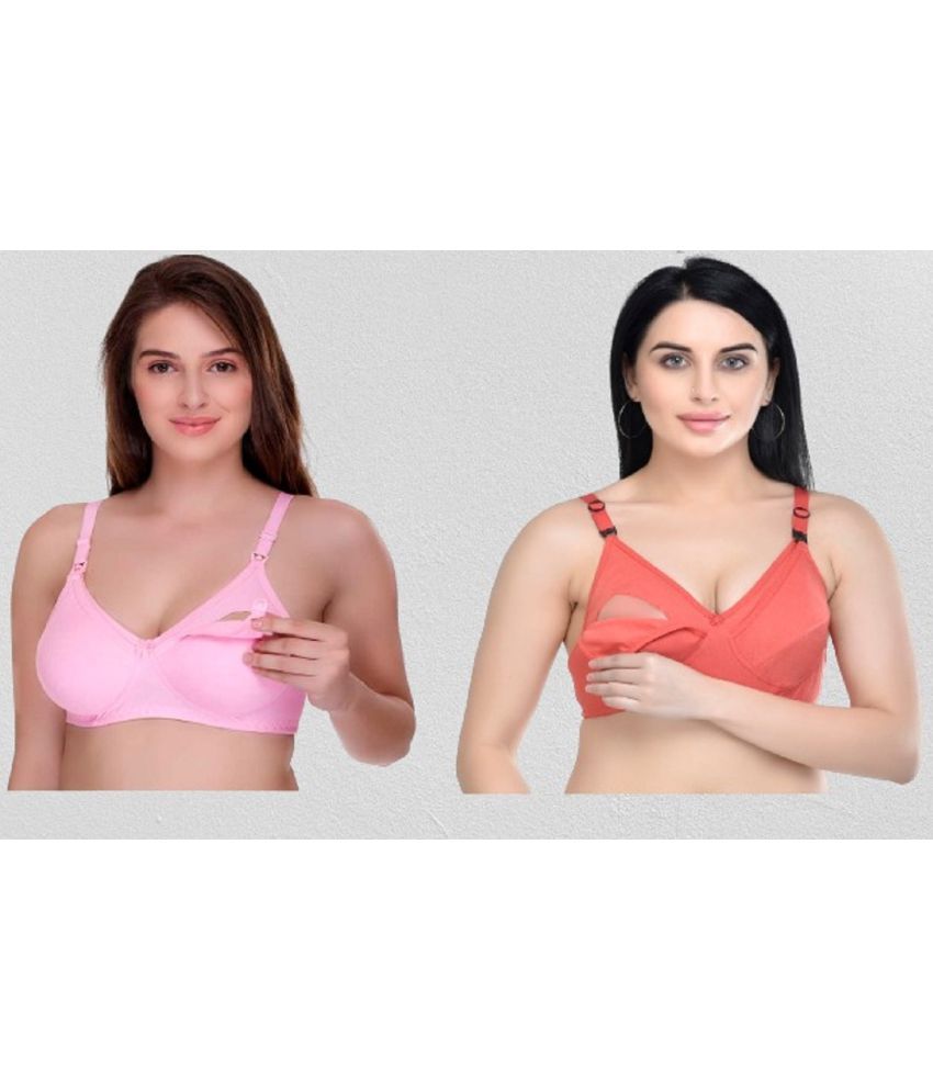     			Desiprime - Multicolor Cotton Solid Women's Maternity Bra ( Pack of 2 )