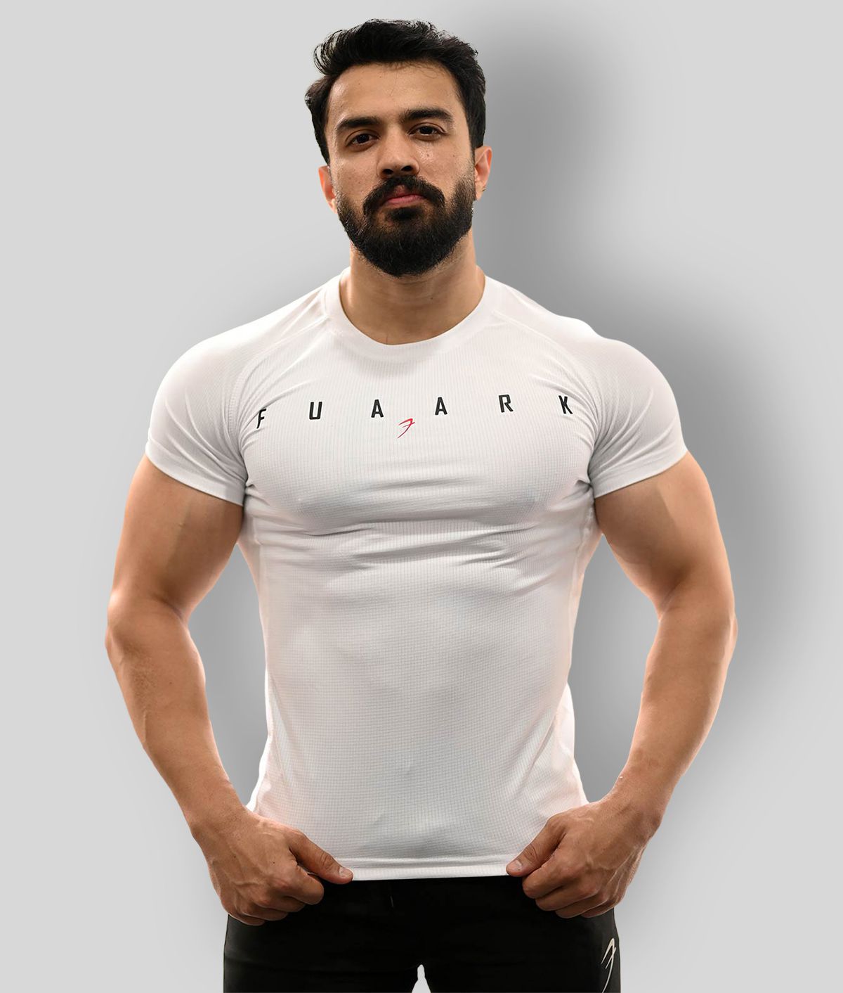     			Fuaark - White Polyester Regular Fit Men's Sports T-Shirt ( Pack of 1 )