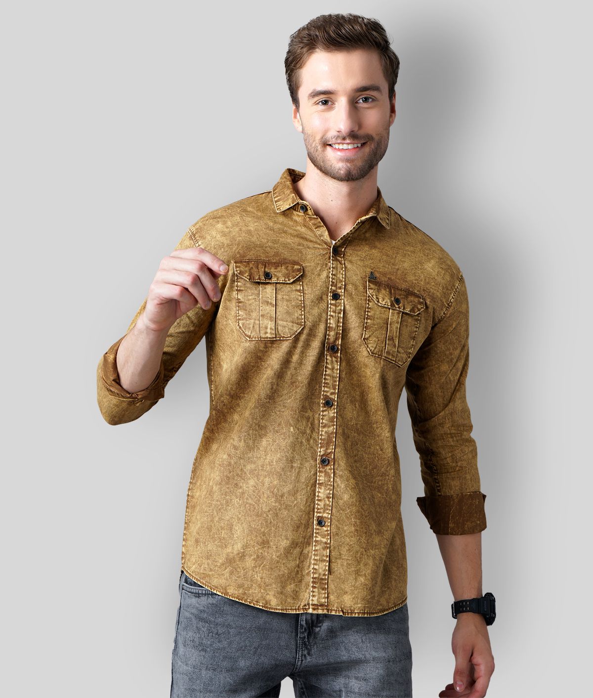 K-LARA - Yellow Denim Slim Fit Men's Casual Shirt ( Pack of 1 )