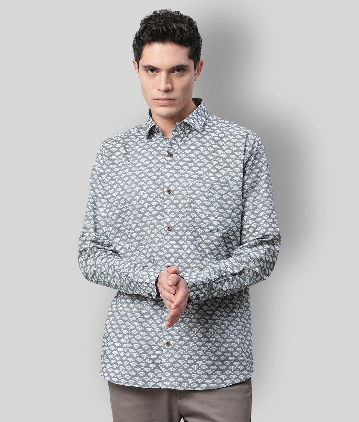 Millennial Men - Grey Cotton Regular Fit Men's Casual Shirt ( Pack of 1 )