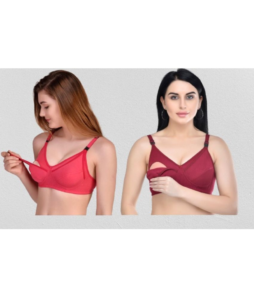     			Zourt - Multicolor Cotton Solid Women's Maternity Bra ( Pack of 2 )