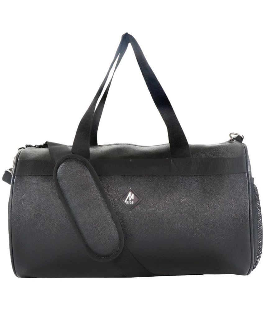     			mikebags - BLACK Medium Leather Gym Bag