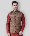 Hangup Brown Cotton Blend Nehru Jacket