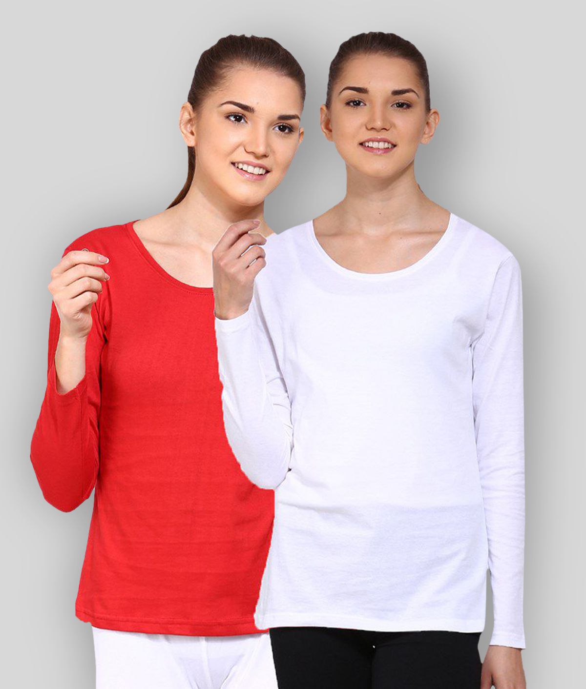     			Ap'pulse - Red Cotton Women's T-Shirt ( Pack of 2 )
