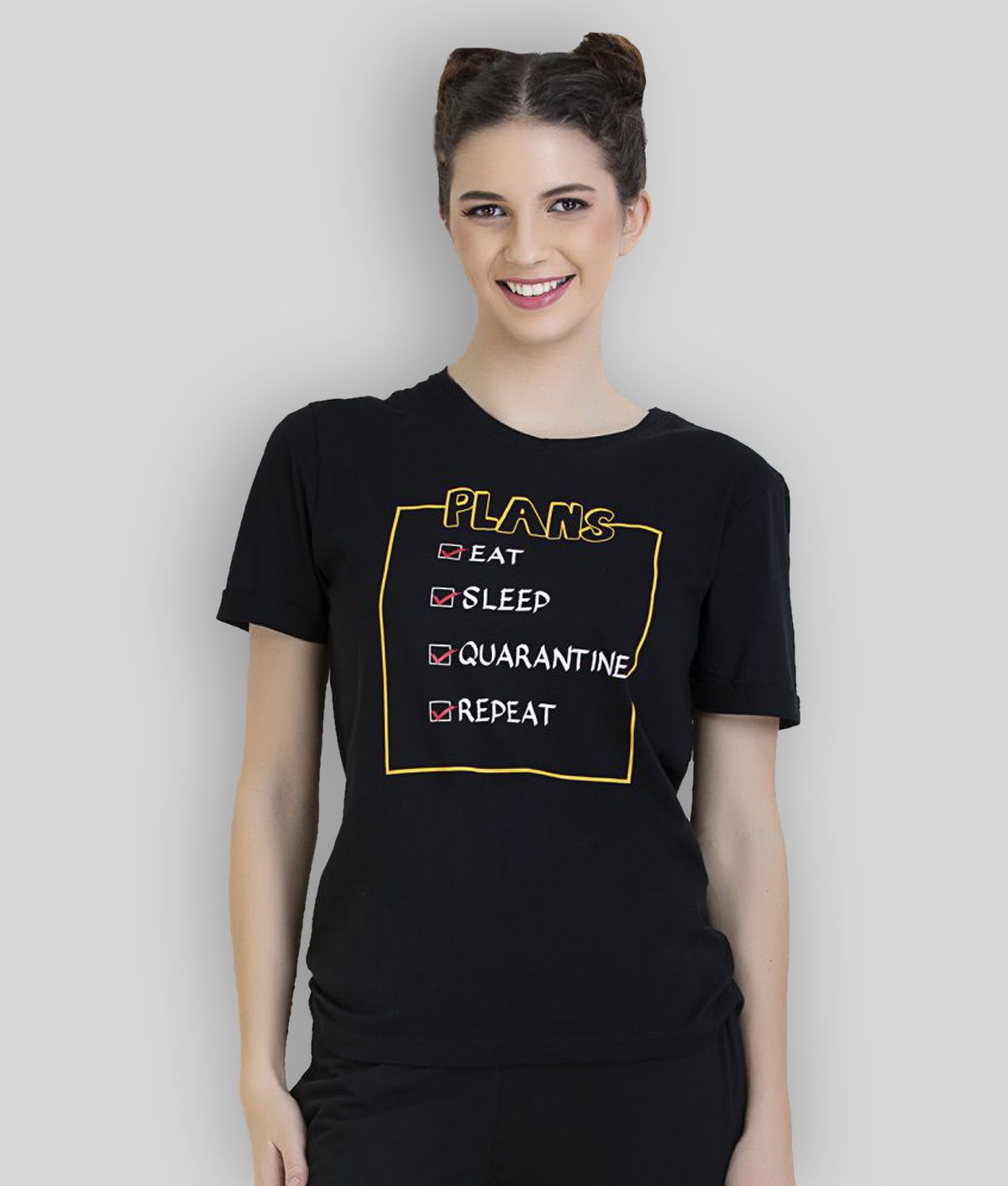     			Clovia - Black Cotton Regular Fit Women's T-Shirt ( Pack of 1 )