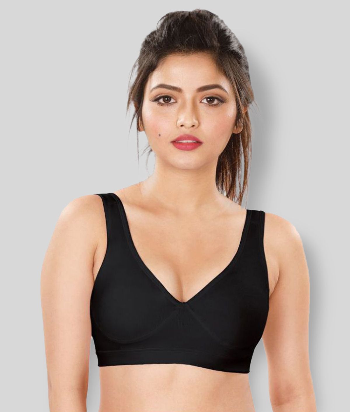     			Dermawear - Black Poly Cotton Lightly Padded Women's Sports Bra ( Pack of 1 )