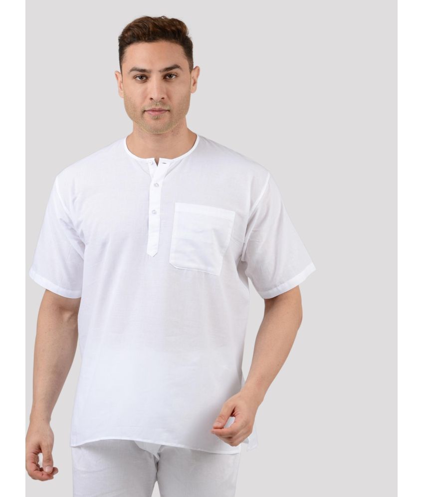     			Maharaja - White 100 percent Cotton Men's Shirt Style Kurta ( Pack of 1 )