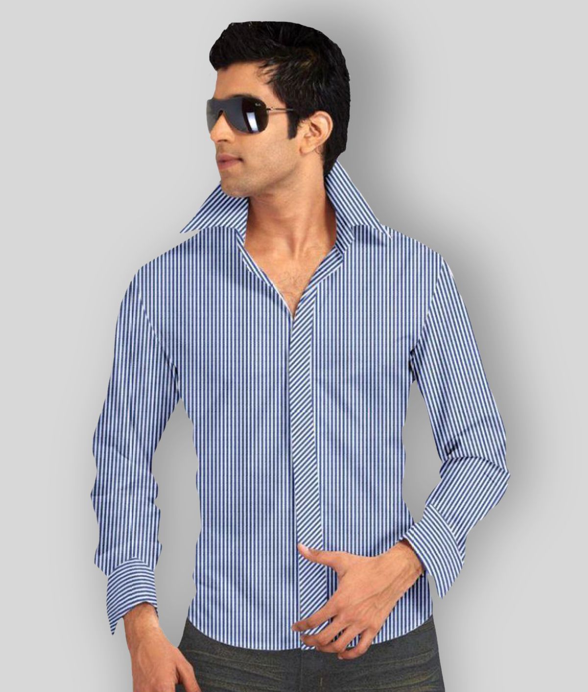     			Makhanchor Blue Slim Fit Formal Shirt