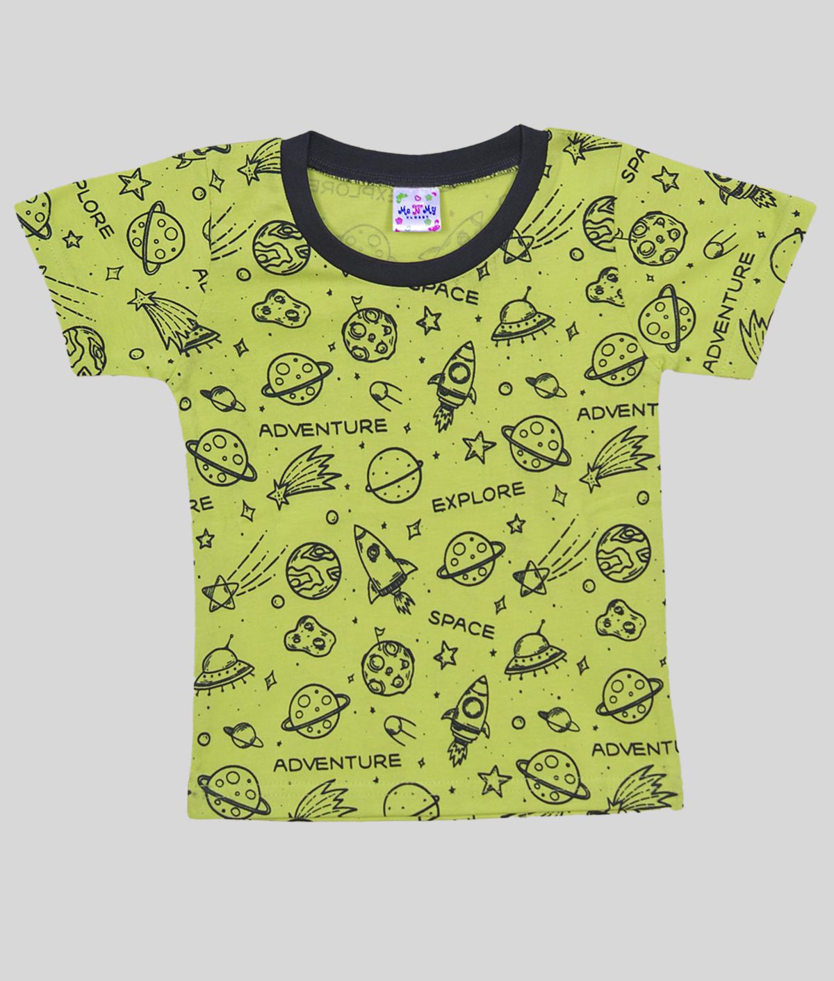 Me N My CLOSET - Neon Green Cotton Boy's T-Shirt ( Pack of 1 )