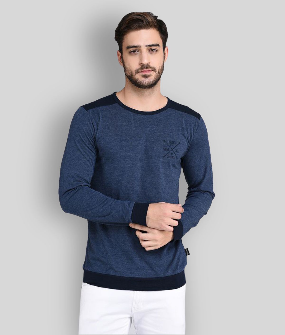     			Rigo Blue Cotton T-Shirt