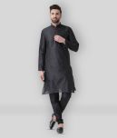 Hangup Black Silk Blend Kurta Pyjama Set