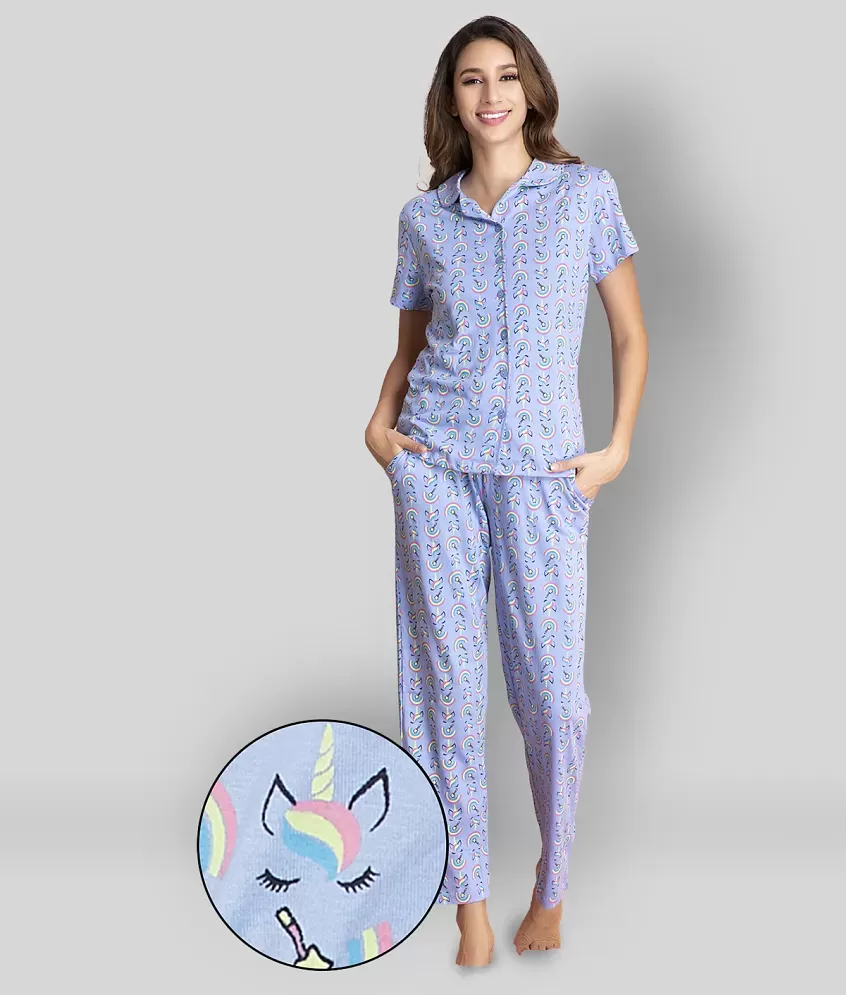 Clovia Cotton Pajamas - Multi Color Pack of 3