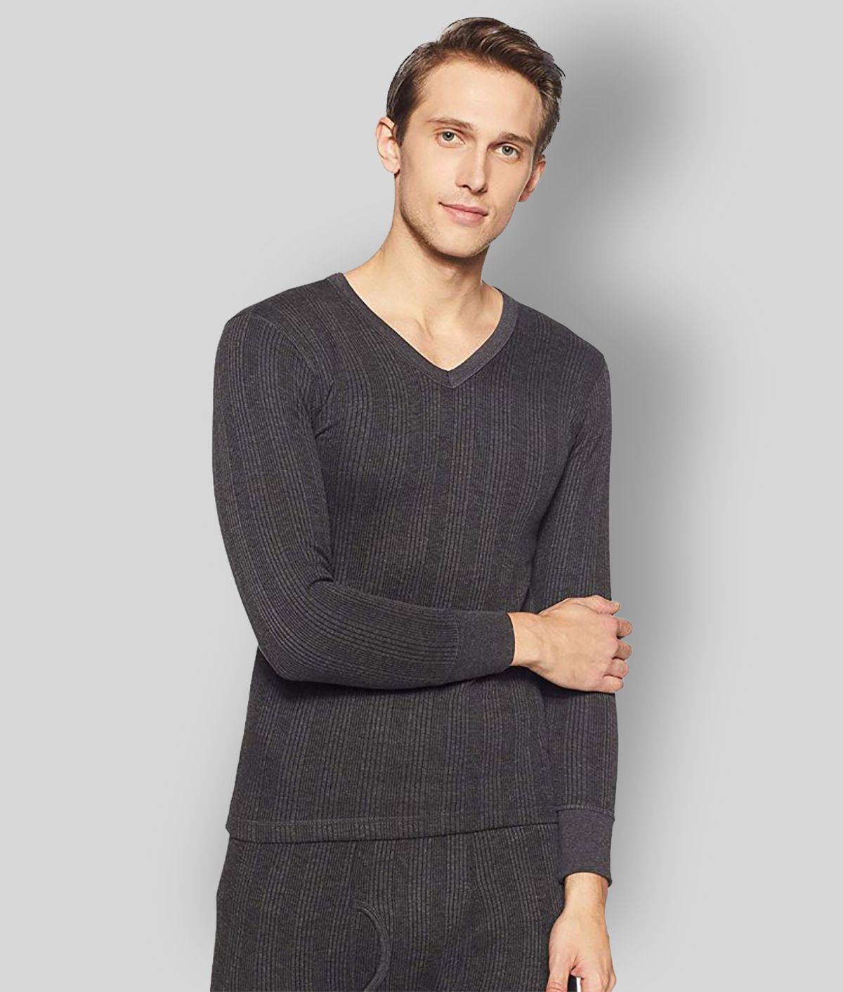     			Dixcy Scott - Charcoal Cotton Men's Thermal Tops ( Pack of 1 )