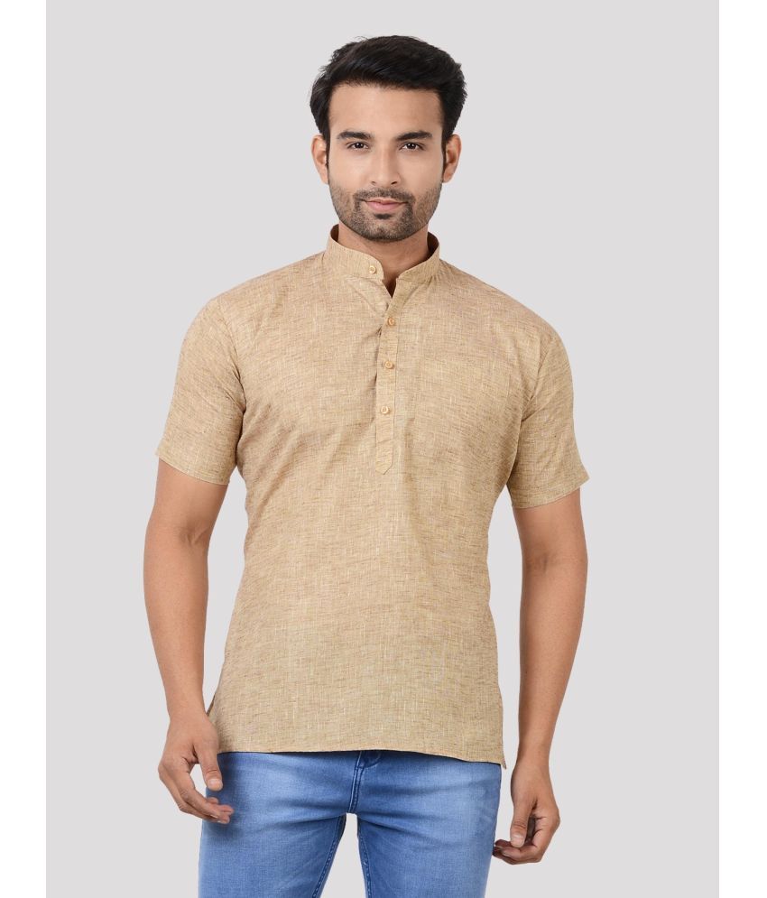     			Maharaja - Khaki Cotton Blend Men's Shirt Style Kurta ( Pack of 1 )