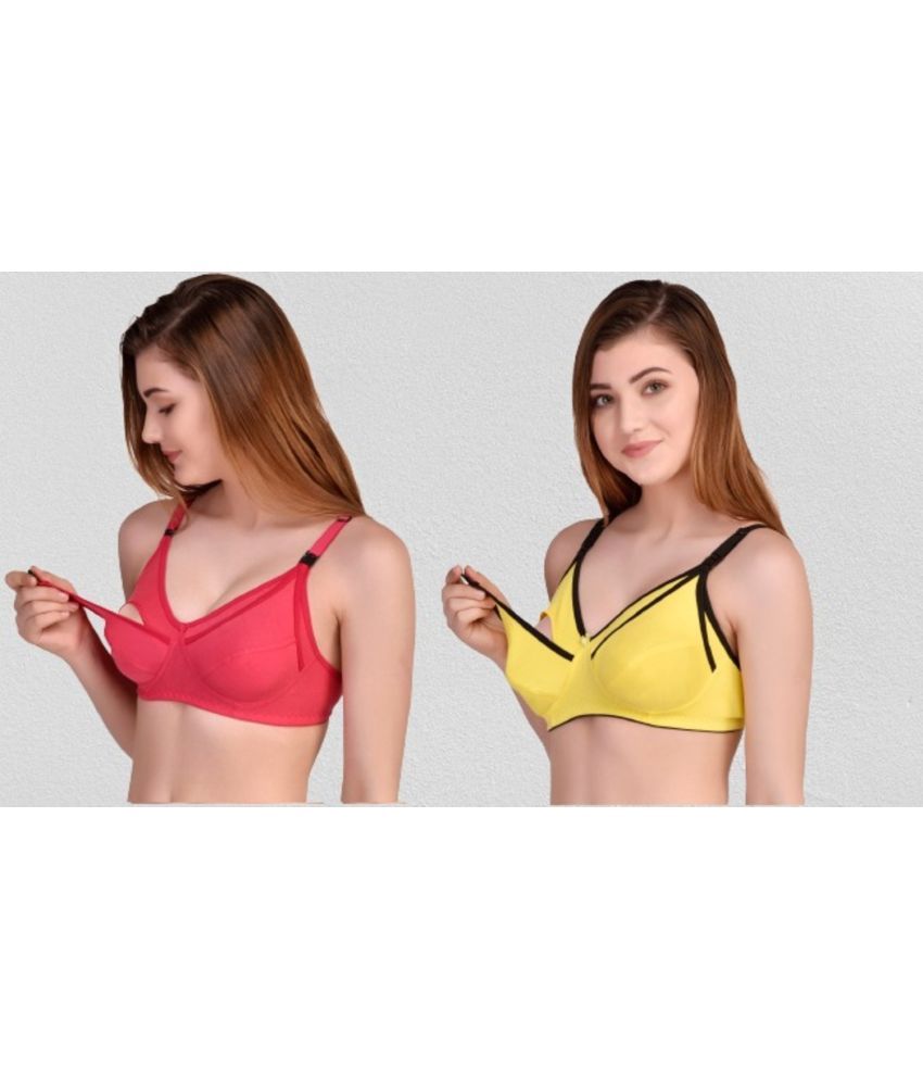     			Zourt - Multicolor Cotton Solid Women's Maternity Bra ( Pack of 2 )