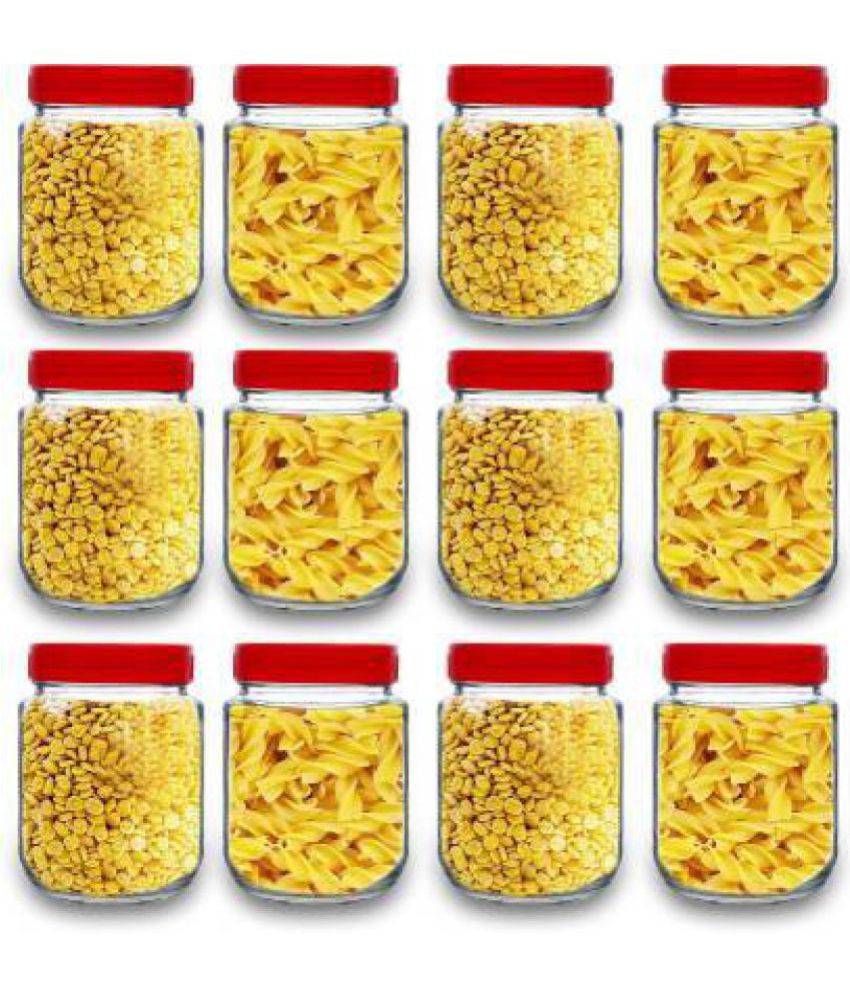     			CROCO JAR - Red Glass Food Container (Set of 12)