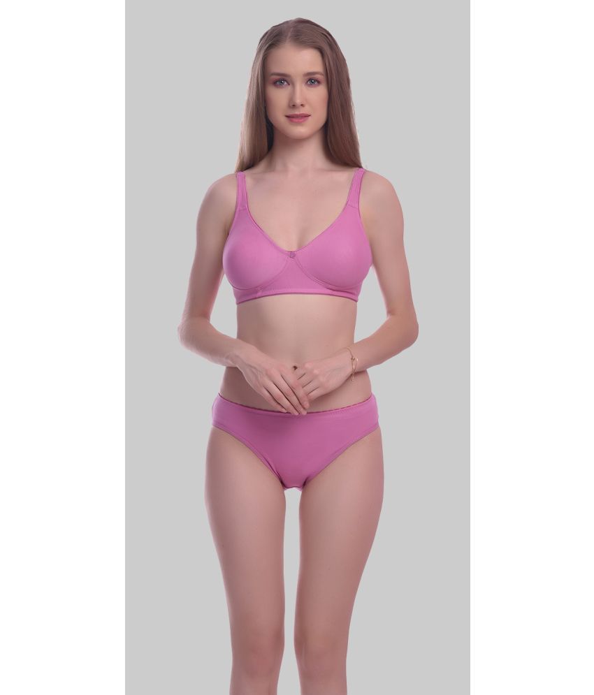     			Elina - Pink Cotton Women's Bra & Panty Set ( Pack of 1 )