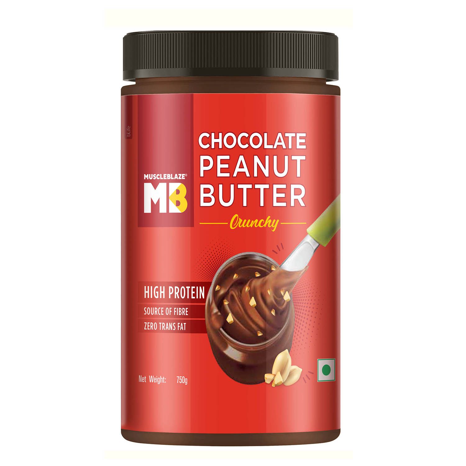 MuscleBlaze Chocolate Peanut Butter, Crunchy, 750g, No Oil Separation (Crunchy, 750g)