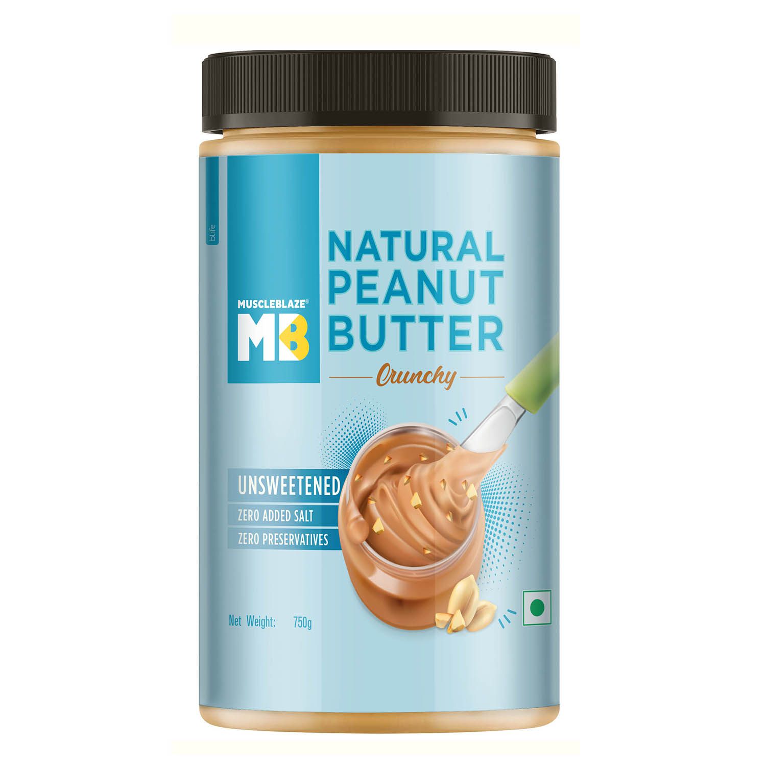 MuscleBlaze Natural Peanut Butter 750g Crunchy