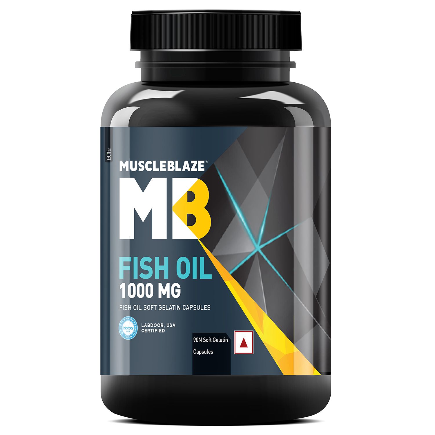 MuscleBlaze Omega 3 Fish Oil 1000 mg, India's Only Labdoor USA Certified for Purity & Accuracy with 180 mg EPA and 120 mg DHA, 90 Capsules