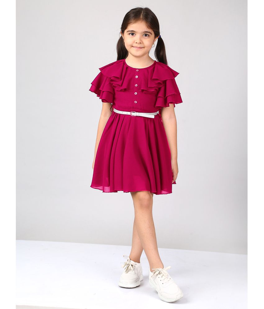     			Naughty Ninos - Maroon Polyester Girls Fit And Flare Dress ( Pack of 1 )