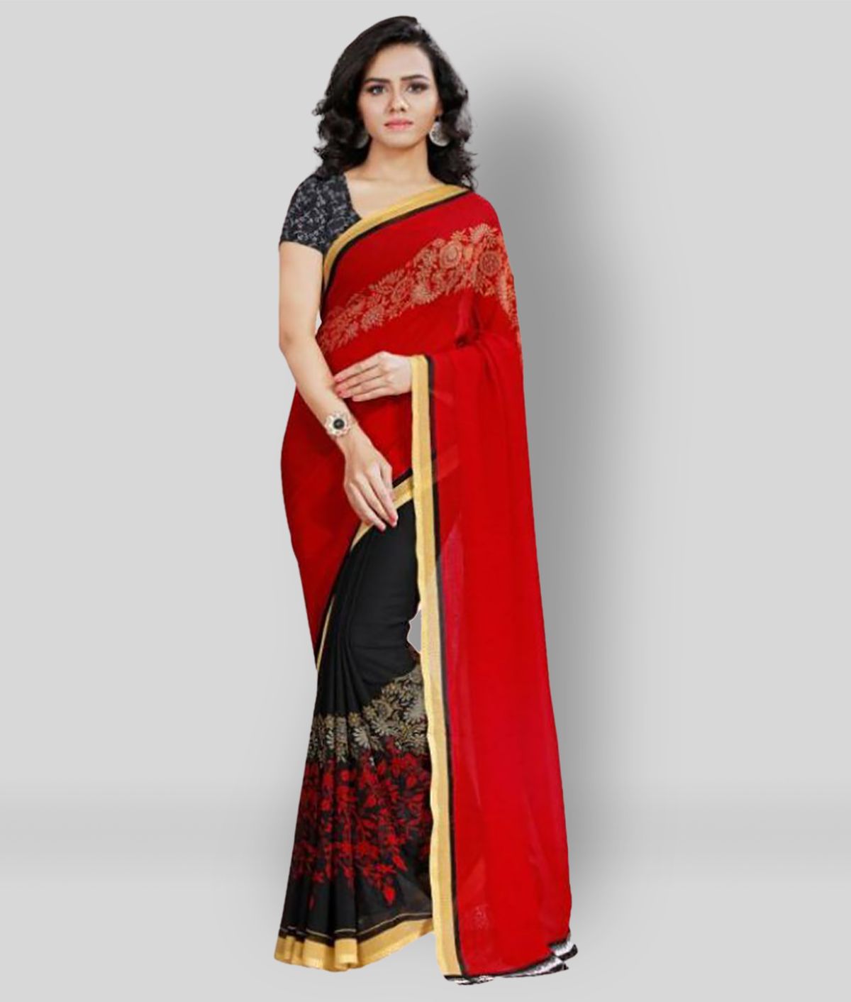     			ANAND SAREES - Multicolor Georgette Saree With Blouse Piece (Pack of 1)